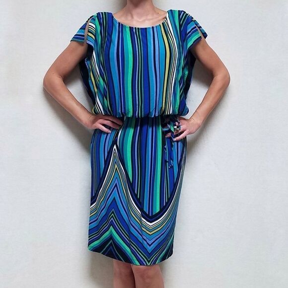 VINTAGE 90s Olivia Matthews Psychedelic Dress - Picture 2 of 16